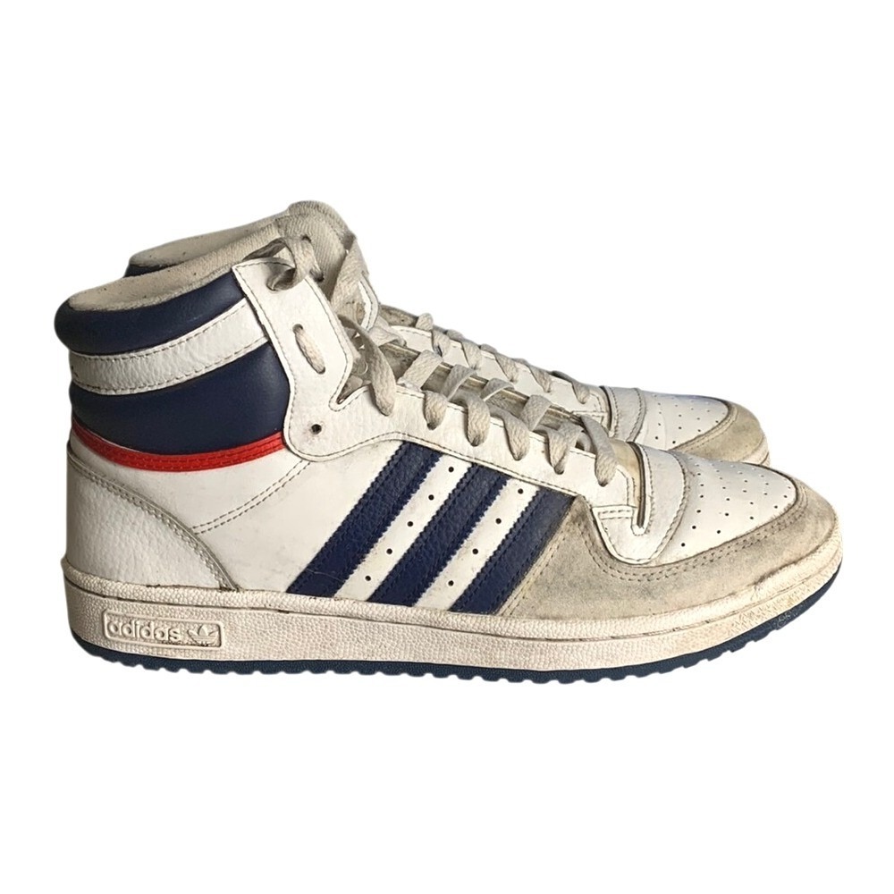 Adidas Top Ten Hi Basketball Sneakers Mens 10.5 White Retro Vintage Streetwear